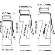 Daisy Home Uzspace 850ML Pipetli Ölçü Skalalı Şeffaf Gövde Tritan Su Matarası (Yeşil)