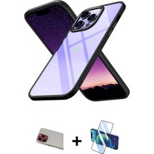 İlk El Grup Ieg™ iPhone 13 Pro Max Kılıf Nova Işık Serisi - Siyah 3D Antistatik Cam Ekran Koruyucu + Kırmızı Rainbow Kamera Lens Koruma Cam