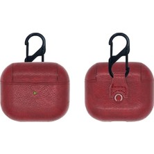 Daisy Home (5843) Kırmızı Deri Görünümlü Darbe Emici Çengelli Kulaklık Kılıfı 3. Nesil ile Uyumlu