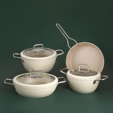 Daisy Home Jumbo Dublin Cream 7 Parça Granit Tencere Seti