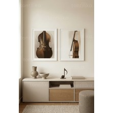 Tontilika Bas Enstrümanı Sanatı 2’li Ahşap Çerçeveli Tablo Seti
