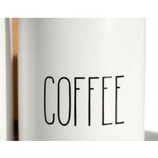 Daisy Home Amberhaus 3'lü Bambu Kapaklı Seramik Kavanoz Seti - Vakumlu Çay Şeker Kahve Saklama Kabı - Coffee Sugar Tea Yazılı Beyaz Baharatlık (700 Ml)
