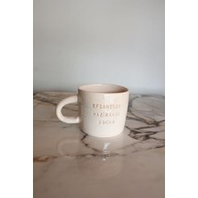 Daisy Home Seramik Kupa, Efsaneler Hazıranda Doğar Yazılı, Bej Renk, Speckled Tasarım, Doğum Günü Hediyesi