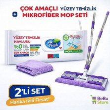 PremiumPort Mikrofiber Mandallı Yer Mopu Seti, Islak Mendil ile Hediye