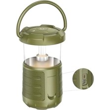 Daisy Home Dual Horn 15W Bluetooth 5.0 Kablosuz Hoparlör, Ipx5 Suya Dayanıklı, Rgb Işık Efektleri, Kamp Lambası, Microsd Kart ve USB Desteği, 3600MAH Batarya 20CM | F49, Yeşil