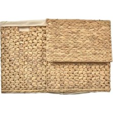 Daisy Home Deconox El Yapımı Doğal Hasır Katlanabilir Kirli Çamaşır Sepeti, Modern Balıksırtı Desenli Çamaşır Sepeti, Katlananır Yer Kaplamayan Rattan Kirli Çamaşır Sepeti (44X34CMYÜKSEKLIK 54CM)