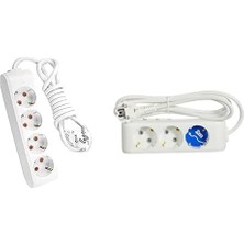 Daisy Home Dörtlü ve Üçlü Priz Seti - Topraklı, Kablolu, Çocuk Korumalı - 1 mt ve 2 mt