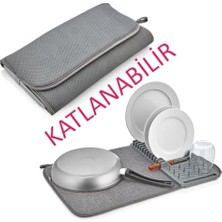Daisy Home Tezgah Üstü Bulaşıklık Bulaşık Kurutma Matı Süzgeci Katlanır Plastik Sepeti Kurulama Bezi Örtüsü Kurutmalık Katlanabilir Tabaklık Süzgeçleri