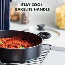 Daisy Home Greenpan Torino Sağlıklı Seramik Yapışmaz 28 Cm/4,2 Litre Kapaklı Sote Tavası, Pfas Içermez, Indüksiyon, 160°C'YE Kadar Fırında Güvenli, Bulaşık Makinesinde Yıkanabilir, Siyah