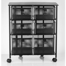 Daisy Home 3 Katlı Bölmeli Tekerlekli Metal Sebzelik (Siyah)