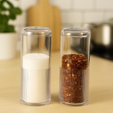 Daisy Home Şeffaf Akrilik Ikili Baharatlık – Modern Tasarım Tuzluk ve Biberlik Seti, Mutfak Masası Baharat Düzenleyici