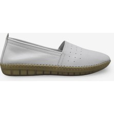 Kanuga Kadın Yazlık Saraçlı Casual Deri Ayakkabı Beyaz EVD2946