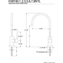 Daisy Home Kingston Brass KS8190NYL New York Su Filtrasyon Musluğu, Mat Siyah, 11,13 x 5,88 x 1,69