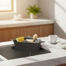 Daisy Home Mutfak Evye Kenarı Asılabilir Süzgeç – Drenajlı, Delikli, Çok Amaçlı Antrasit Evye Organizeri 28 cm