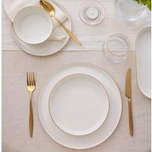 Daisy Home Kütahya Porselen Bone V-Form 26 Parça Yemek Takımı Altın Fileli