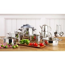 Daisy Home Pierre Cardin Paslanmaz Çelik Tencere Seti Gümüş 18 Parça