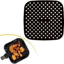 Daisy Home Buffer® Renkli Isıya Dayanıklı Yıkanılabilir Silikon Fırın ve Airfryer Kare Model Pişirme Matı 21,5 cm (Kırmızı)