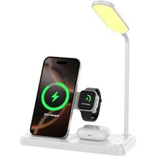 Daisy Home Bix Bxmw8 3’ü 1 Arada Akıllı Telefon, Akıllı Saat ve Tws Kulaklıklar Için Manyetik 15W Kablosuz LED Lambalı Şarj Standı ve Uyumlu
