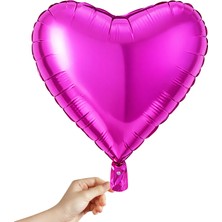 Süsle Bebek ve Parti Kalp Folyo Balon, 60CM - Fuşya