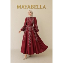 MayaBella Saten Işlemeli Tesettür Abiye