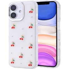 Daisy Home 11 ile Uyumlu Kılıf Kabartmalı Kelebek-Kiraz-Çiçek Dizayn Şeffaf Kutup Kapak Kiraz