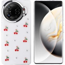 Daisy Home Camon 30 Pro 5g ile Uyumlu Kılıf Kabartmalı Kelebek-Kiraz-Çiçek Dizayn Şeffaf Kutup Kapak Kiraz