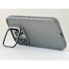 Daisy Home 13 ile Uyumlu Kamera Lens Aparatlı Stand Olabilen ile Uyumlu Kamera Korumalı Şeffaf Full Magnetic Telefon Kılıfı (Titanyum, 13)