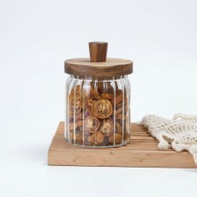 Daisy Home Amberhaus Doğal Akasya Kapaklı Vakumlu Cam Saklama Kabı Serisi - Hava Sızdırmaz Erzak, Baharat ve Bakliyat Kavanozu - Mutfak Düzenleyici (450, Mililitre)