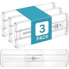 Daisy Home Şeffaf Çekmece Düzenleyici Organizer, Kilitlenebilir Plastik Bölücü, 3 Adet