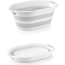 Daisy Home Katlanabilir Akordiyonlu 25 Litre Hazneli Çamaşır Sepeti - No :2 - Gri