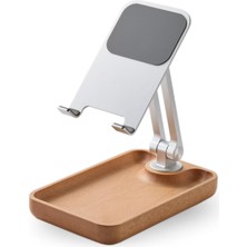 Daisy Home Profesyonel Tok Alüminyum Stand Ahşap Tabanlı Model A Sınıfı Malzeme Döner Tablet Akıllı Telefon Standı Masaüstü Stand Katlanabilir Cep Telefonu Telefon Tutucu A.kahverengi TM01