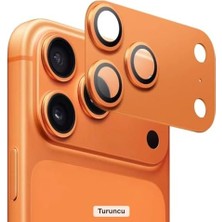 Daisy Home 17 Pro/pro Max Için Kamera Lens Koruyucu, Mavi, Beyaz, Turuncu, Temperli Cam, Çizilmeye Dayanıklı, 360° Koruma (17 Pro Max/turuncu)