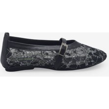 Kanuga Kadın Transparan Pullu Babet Siyah LPA03