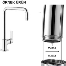 Daisy Home Ilhan Pro Metal Perlatör Musluk Ucu, F22-1, 360° Döner, Dişi Iç Dişli, Uzatmalı, Krom