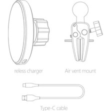 Daisy Home ile Uyumlu Araç Içi Telefon Tutucu, 15W Kablosuz Hızlı Şarj, 360° Dönebilen, Havalandırma Montajlı, Manyetik Telefonlarla Uyumlu, Alüminyum Alaşım Başlık, XCH2109, Siyah