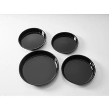 Daisy Home Cook-Lab 2 Adet (36 ve 26 * 37 Cm) Siyah Parlak Emaye Yuvarlak ve Kare Fırın Tepsi Seti Siyah 26 cm