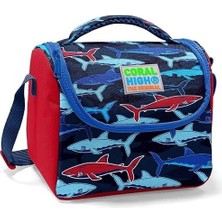 Daisy Home Coral High Erkek Çocuk Okul Beslenme Çantası - Isı Yalıtımlı Lacivert Kırmızı Köpekbalığı Baskılı