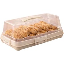 Daisy Home Dikdörtgen Şeklinde Şeffaf Pasta Taşıma Kabı Piknik Gezi Için Kek Fanusu Pasta Kutusu Börek Çörek Saklama Kabı (Antrasit)