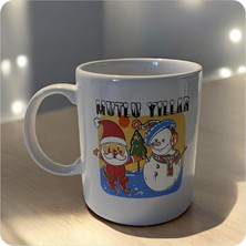Daisy Home Mutlu Yıllar Noel Baba Temalı Porselen Kupa, Beyaz, Yeni Yıl Dekorlu, Kahve Çay Bardağı (Mutlu Yıllar Noel Kardan Adam)