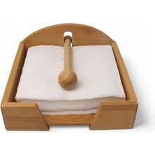 Daisy Home Deconox Bambu Lüks Peçetelik Kare, Rüzgar Koruma Aparatlı Doğal Bambu Peçetelik – Şık ve Dayanıklı Tasarım (18CM x 18CM x 5cm)