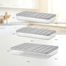 Daisy Home 3'lü Set (1 Adet 2,25 2 Adet 1 Lt.) Nora Organizer Buzdolabı Buzluk Düzenleyici Saklama Kabı-Mürdüm