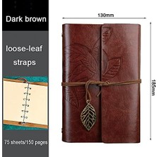 Daisy Home Retro Yapraklı Not Defteri, Klasik Pu Deri Kapak, Seyahat Defteri, Travel Journal, Günlük, Seyahat Günlüğü, Doldurulabilir Eskiz Defteri,, 130X185MM