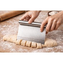 Daisy Home Paslanmaz Çelik Hamur Kesici ve Kazıyıcı, Ölçü Çizgili Hamur Bölücü Spatula