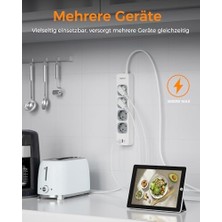 Daisy Home Tessan USB C ve 2 USB A ile 4 Yollu Çoklu Priz, 7'si 1 Arada Çoklu Priz Uzatma Kablosu 2m, Anahtarlı Çoklu Fiş, 3600W Dağıtım Prizi Çoklu Priz, Usb'li Çoklu Priz
