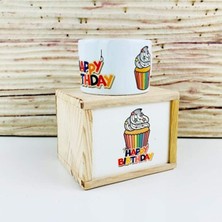 Daisy Home Giftmoda Ahşap Kutusunda Tasarım Cupcake Kupa Bardak