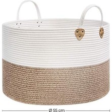 Daisy Home Songmıcs Pamuk Halat Sepeti, Tutma Saplı Pamuk Çamaşır Sepeti 100L, Oyuncak Elbise Battaniye Için, Kahverengi-Bej 55X55X35 cm