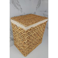Daisy Home Digithome Dikdörtgen Katlanabilir Kelebek Desenli Hasır Bambu Kirli Çamaşır Sepeti Kahverengi - CL-11045