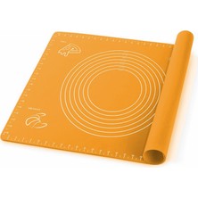 Daisy Home Promosyonca Silikon Hamur Matı, Pizza ve Tatlı Hazırlamak Için Ölçekli, 45X65 cm (Turuncu)