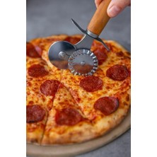 Daisy Home Çift Taraflı Paslanmaz Çelik Hamur ve Pizza Kesici, Tırtıklı ve Düz Bıçaklı, Ergonomik Ahşap Saplı, Ravioli, Mantı, Kurabiye ve Pizza Kesme Aleti