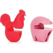 Daisy Home Fox Run Silikon Tencere Klips Kaşıklık, 5 Cm, Kırmızı/pembe